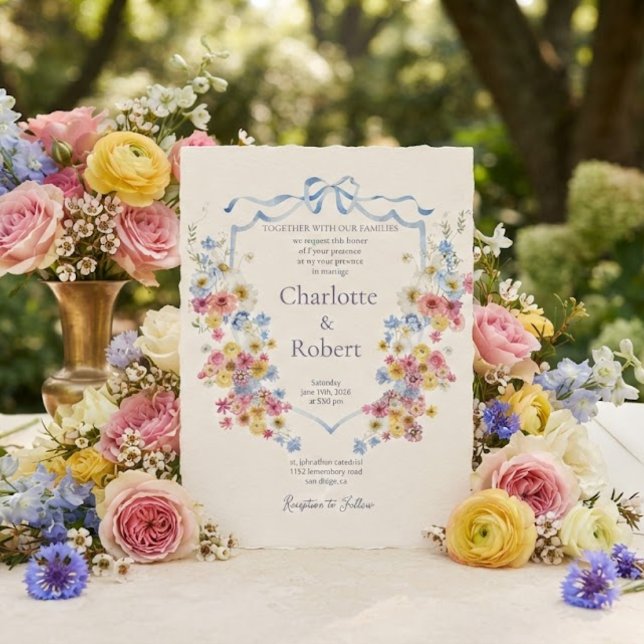 Convite Flores Românticas ao Redor do Casamento Botânico C (Criador carregado)