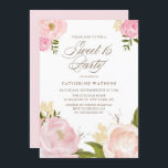 Convite Flores Românticas Cor de Água Rosa Doce 16 Partido<br><div class="desc">Um doce floral personalizável,  de dezesseis convites de festas,  com ilustrações de cor d'água desenhadas à mão de peões e rosas cor-de-rosa. Este convite para 16 pessoas é perfeitamente personalizável. Perfeito para festas de primavera e jardim.</div>