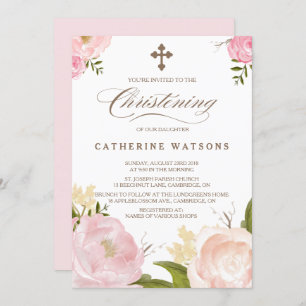 Convite Flores Românticas de Aquarela e Cristo Cruzado