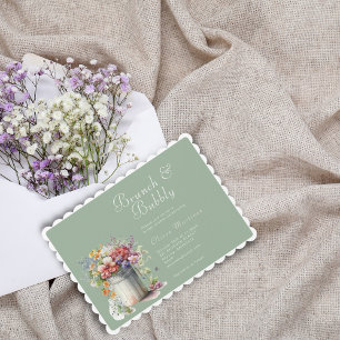 Convite Flores Românticas de primavera Vase Chá de panela 