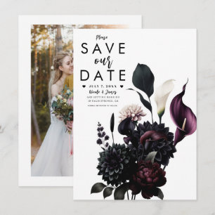 Convite Flores Românticas e Sombrias para Casamento Save t
