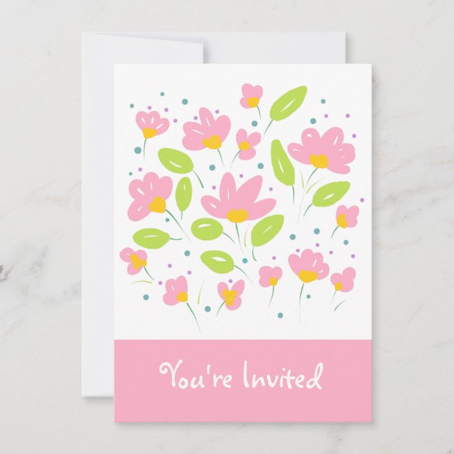 Convite Flores Rosa (Frente)