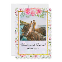 Flores Rosa Bege Elegante Aquarela Casamento