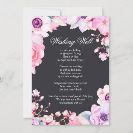 Convite Flores Rosa Bege em Poço de Desejos Preto