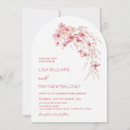 Convite Flores Rosa Boho Chic Casamento Branco