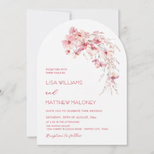 Convite Flores Rosa Boho Chic Casamento Branco