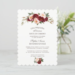 Convite Flores Rosa Burgundy Invitación de Chá de fraldas