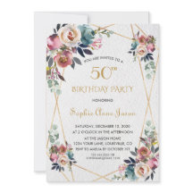 Flores Rosa Burgundy Marble Dourado 50º Aniversári