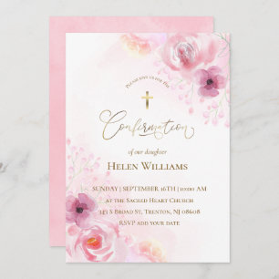 Convite flores rosa   Confirmação