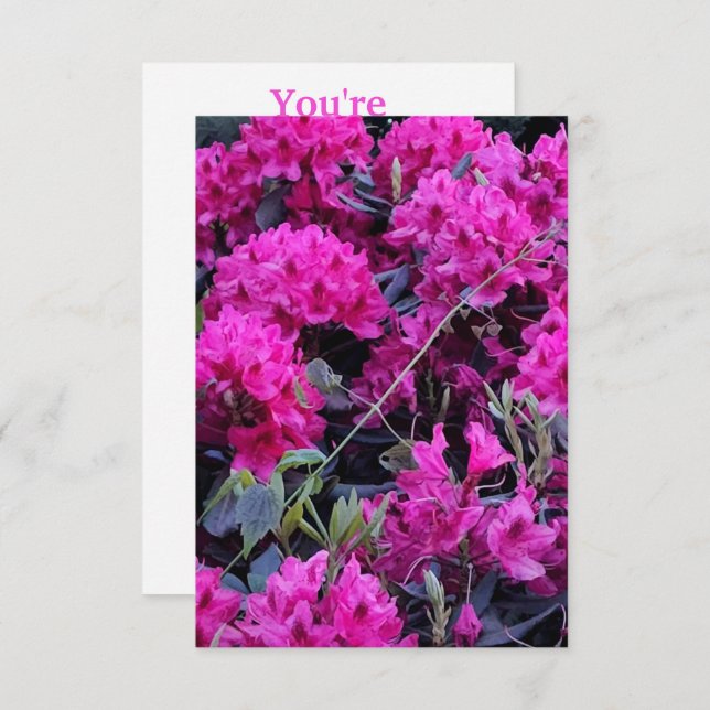 Convite Flores rosa de rododendron (Frente/Verso)