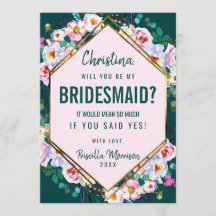 Flores Rosa Douradas Trim Emerald Jade Bridesmaid