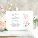 Convite Flores Rosa e Casamento Elegante Verde Dourado<br><div class="desc">Convites especiais de casamento floral cor-de-rosa-sonho</div>