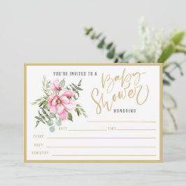 Convite Flores rosa e Chá de fraldas verde