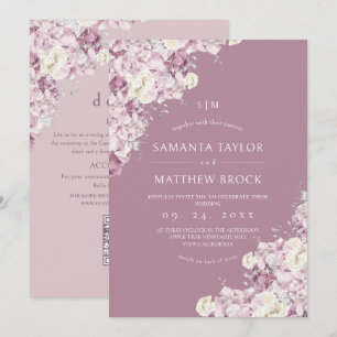 Convite Flores Rosa Empoeirado ⎮Elegante Casamento Tudo em