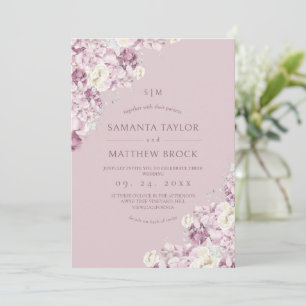 Convite Flores Rosa Empoeirado ⎮Elegante Casamento Tudo em