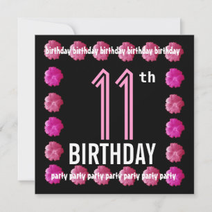 Convite Flores Rosa-Festa de aniversário 11 Para Sua W762