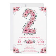 Flores Rosa Flores Grande segundo aniversário Folh