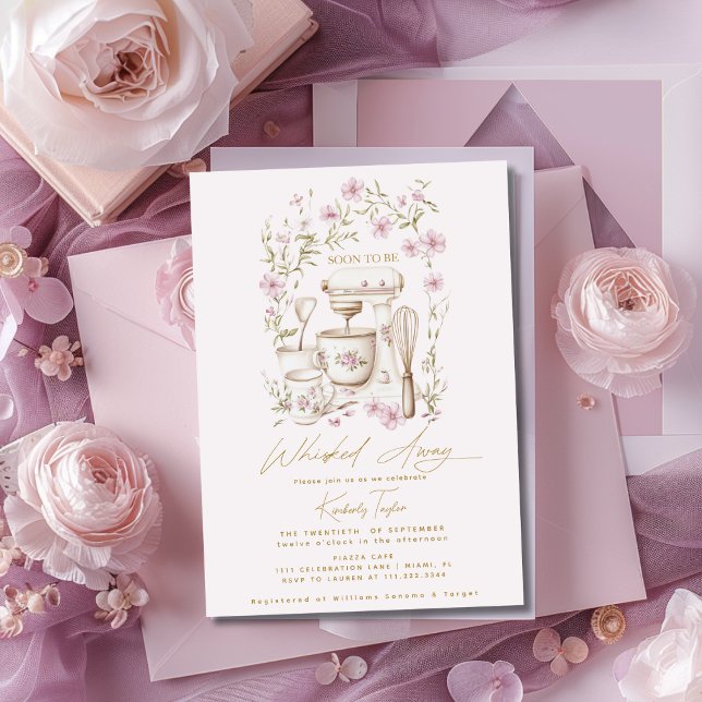 Convite Flores Rosa, Flores, Sussurrando Chá de panela (Criador carregado)