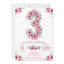 Flores Rosa Grande Folhagem Verde aniversário de 3