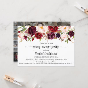 Convite Flores Rosa Marsala Saindo de Despedida