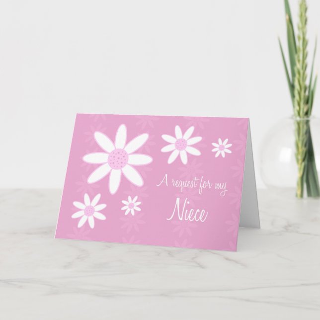 Convite Flores Rosa Niece Flower Girl Card (Frente)
