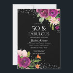 Convite Flores rosa Pretas Traseira 50ª Festa de aniversár<br><div class="desc">Flores Rosa Preto Traseiro 50º Convite de aniversário Ver coleção correspondente em Niche e Nest Store</div>