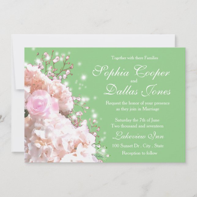 Convite Flores rosa-rosa-rosa-românticas, flores de Casame (Frente)