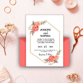 Convite Flores Rosa Suave Elegantes Românticas 