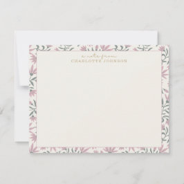Convite Flores rosa | uma nota de, placa de nota simples
