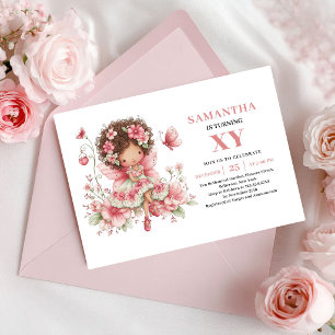Convite Flores Rosadas para o 2º Aniversário da Me