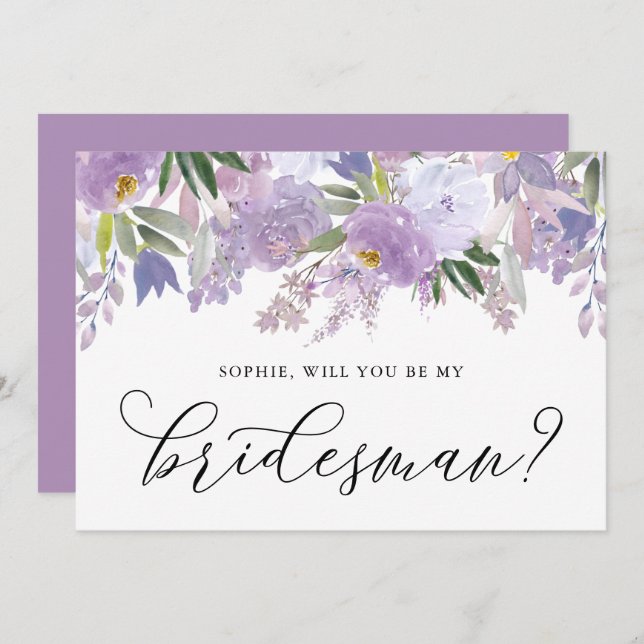 Convite Flores Roxas Dusty Serás O Meu Homem De Ponta (Frente/Verso)