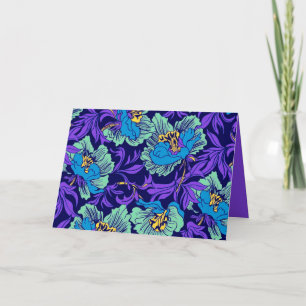 Convite Flores roxas e azuis William Morris