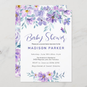 Convite Flores roxas e rosa