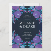 Flores roxas pintadas com mão Salvar a data