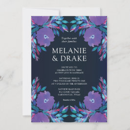 Convite Flores Roxas, Pintadas Convocação De Casamento