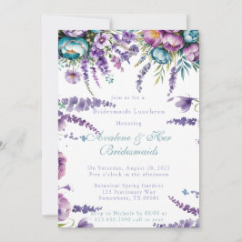 Convite Flores Roxas Turquesas Bridesmaids Lunchees