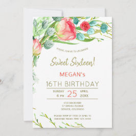 Convite Flores russas aquarela doce moderno dezesseis