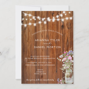 Convite Flores Russas de primavera Mason Jar String Lights