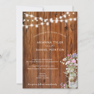 Convite Flores Russas de primavera Mason Jar String Lights