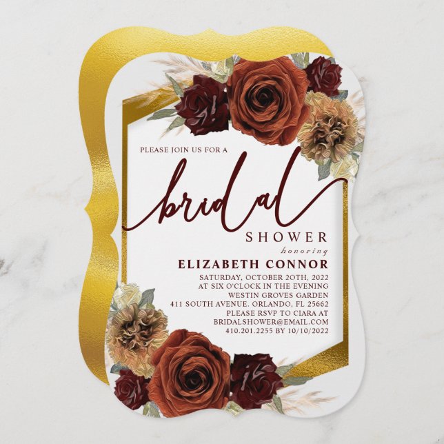 Convite Flores russas e Chá de panela de grama Pampas (Frente/Verso)