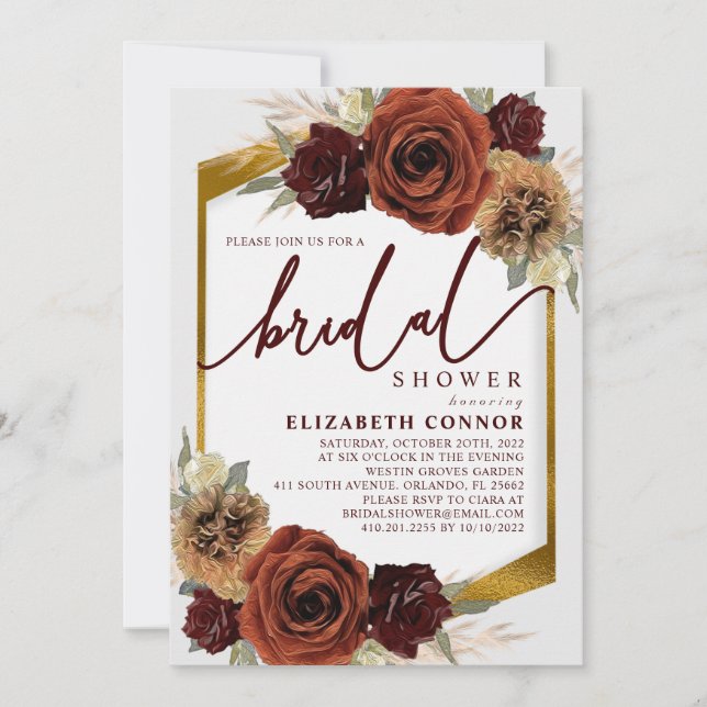 Convite Flores russas e Chá de panela de grama Pampas (Frente)