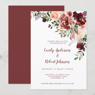 Convite Flores Rustic Autumn Boho Watercolor
