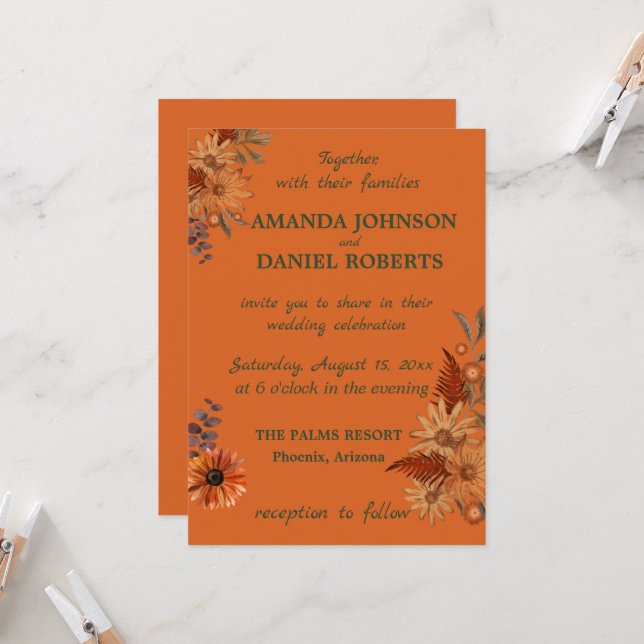 Convite Flores Rústicas Apenas Esperando para Convidar seu (Frente/Verso In Situ)