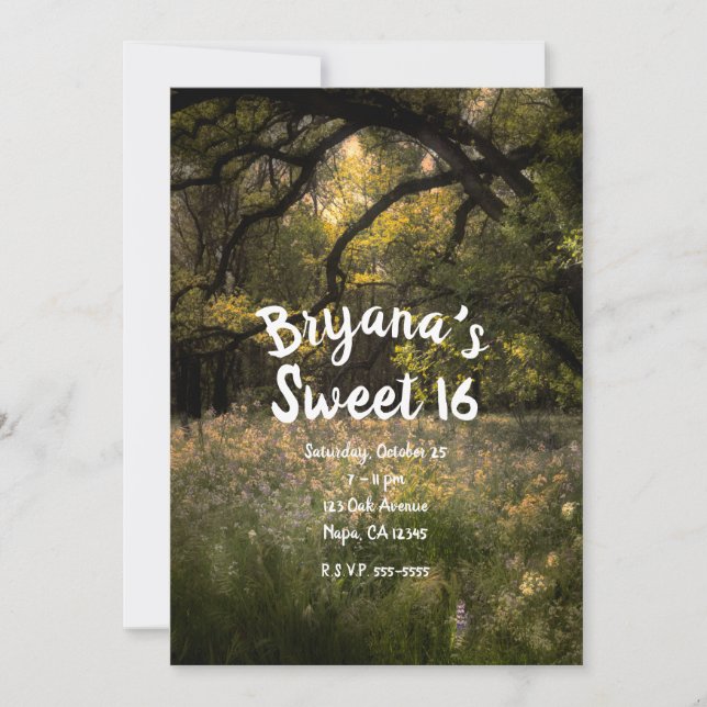 Convite Flores Rústicas Florais da Floresta Encantada Doce (Frente)