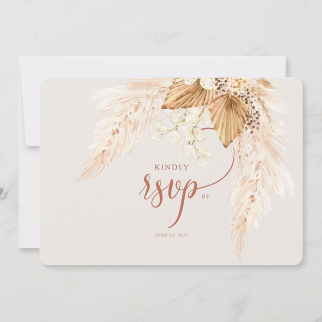 Convite Flores Secas Boho e Pampas Grass RSVP Invitati (Frente)