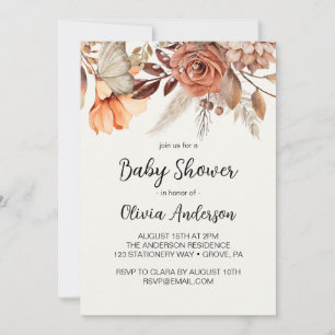 Convite Flores Secas Chá de fraldas Boho