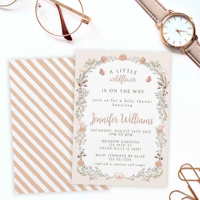 Convite Flores secas, flor silvestre, chá de fraldas (Criador carregado)