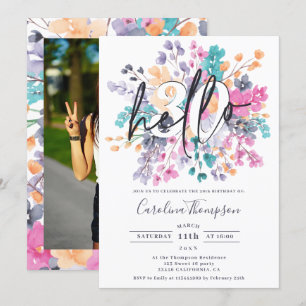 Convite Flores selvagens aquarela fotografia chic floral s