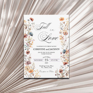 Convite Flores selvagens caem no amor casamento elegante