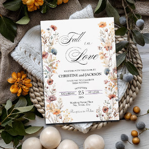 Convite Flores selvagens caem no amor casamento elegante
